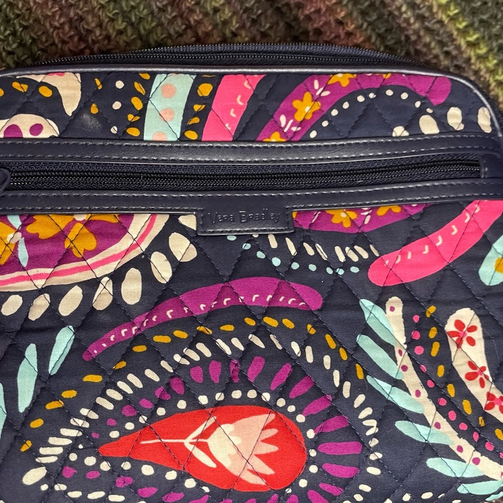 Vera Bradley Blue and Pink Crossbody Bag with Paisley Design